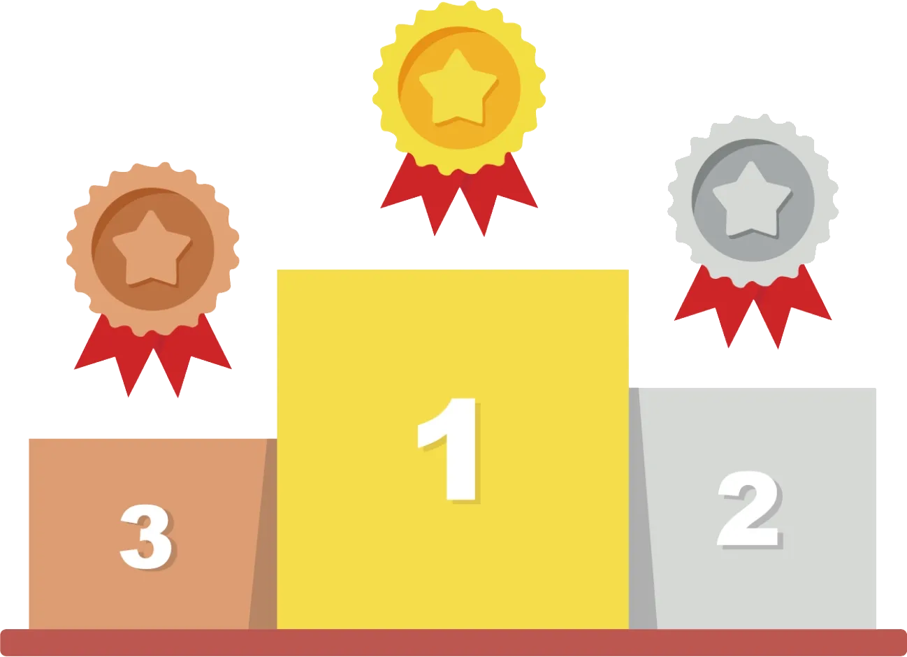 A podium with gold, silver, and bronze levels