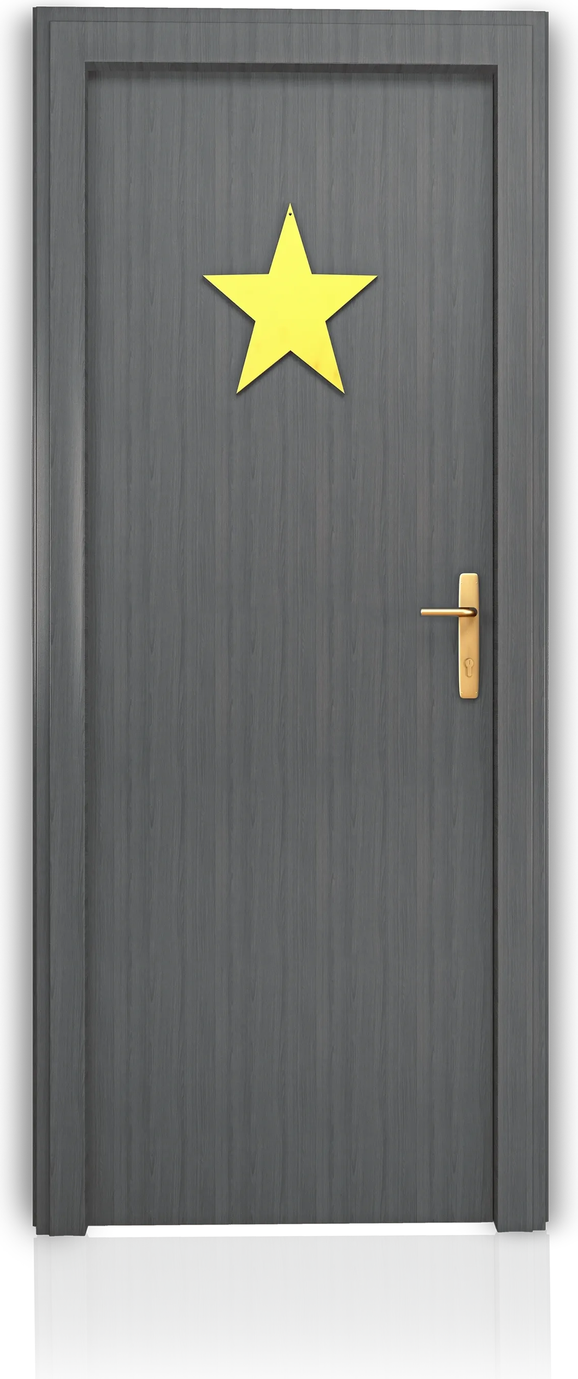 A theatre door marked with a gold star