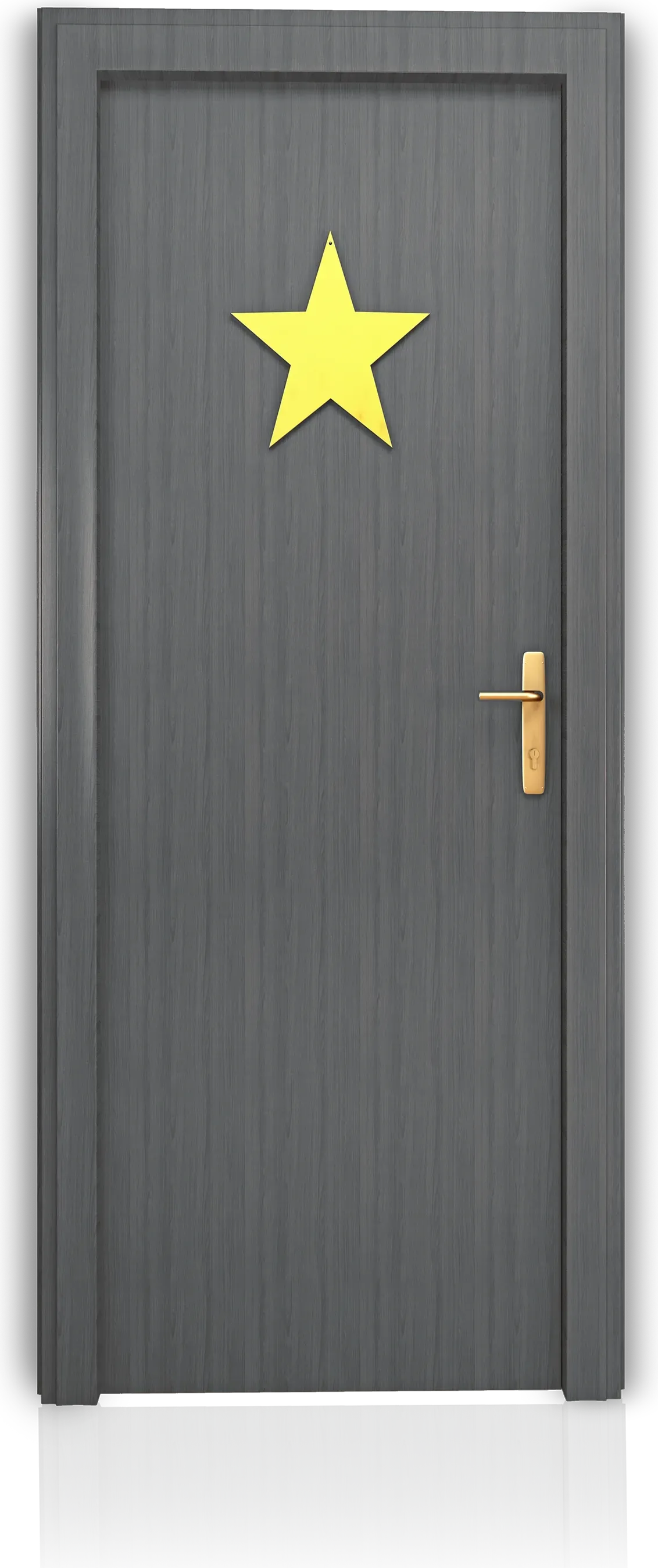 A theatre door marked with a gold star